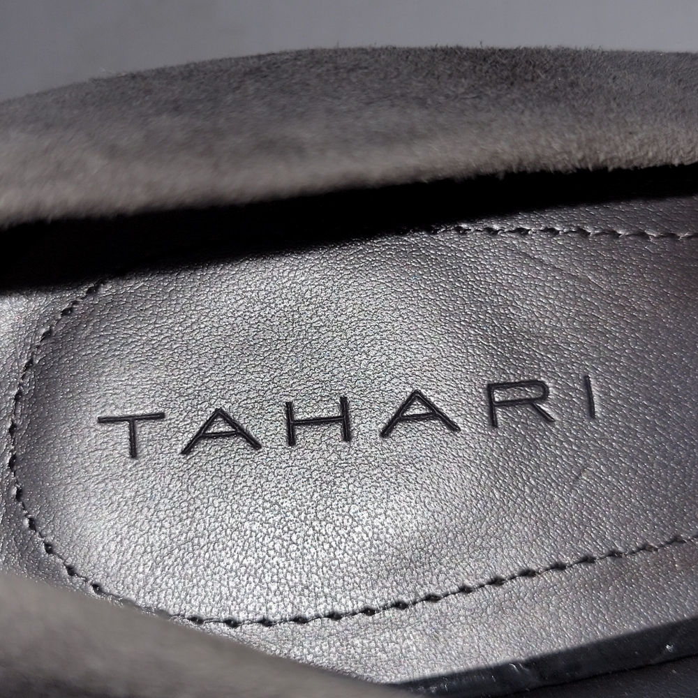 Tahari Lindsey Leather Suede Textured Open Toe Heels Size 7M - Picture 8 of 10